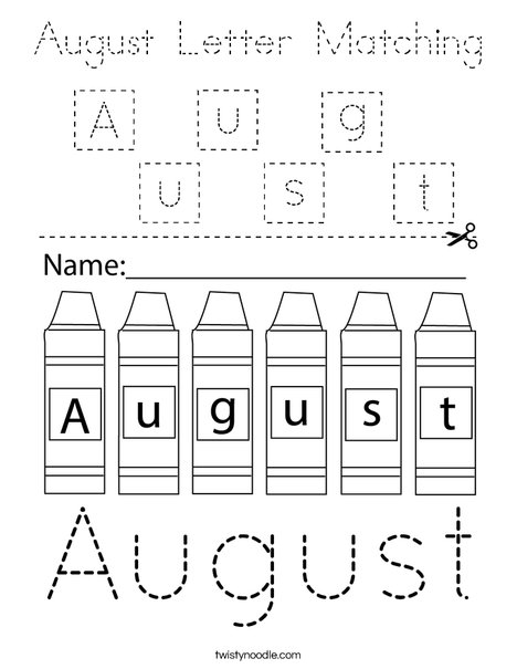 August Letter Matching Coloring Page