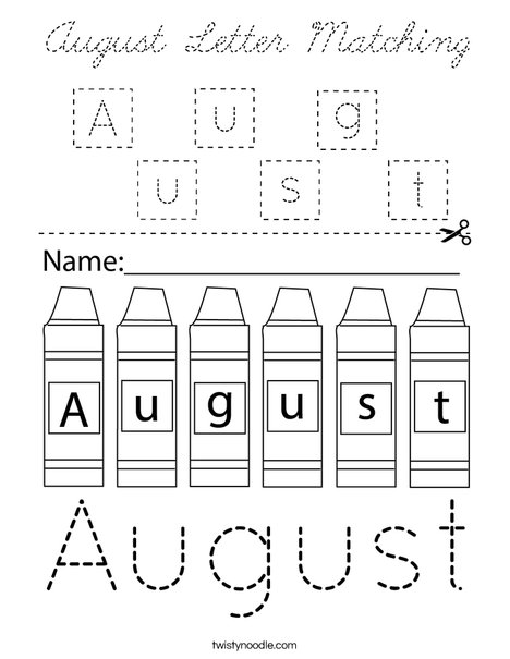 August Letter Matching Coloring Page