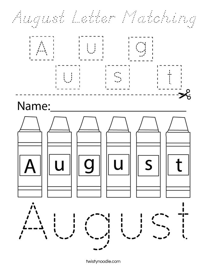 August Letter Matching Coloring Page