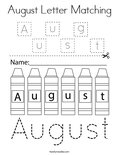 August Letter Matching Coloring Page