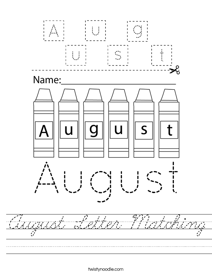 August Letter Matching Worksheet