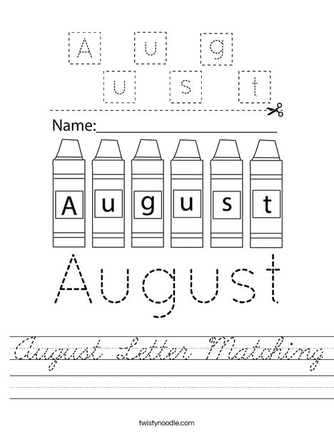 August Letter Matching Worksheet