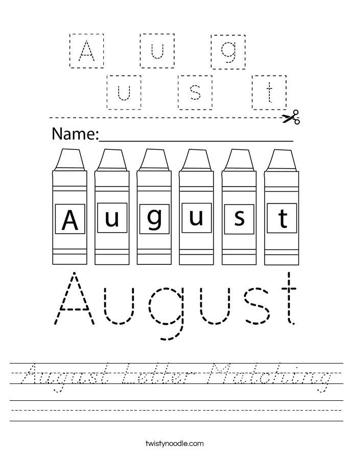 August Letter Matching Worksheet
