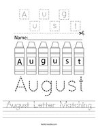 August Letter Matching Handwriting Sheet