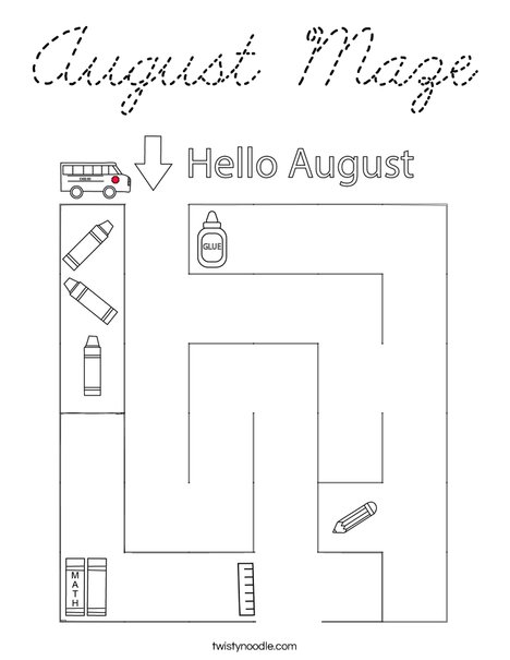 August Maze Coloring Page