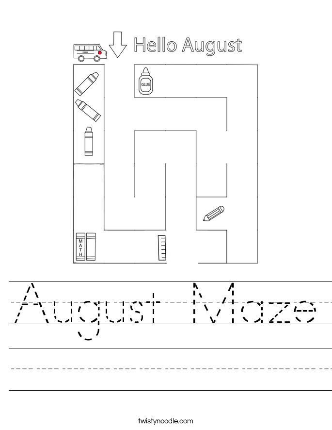 August Maze Worksheet