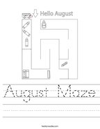 August Maze Handwriting Sheet