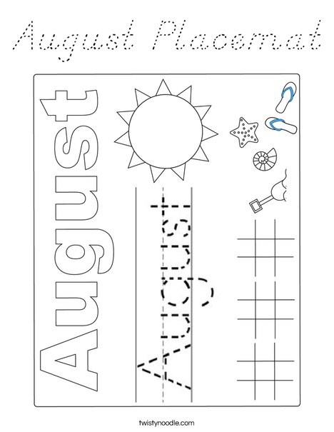 August Placemat Coloring Page