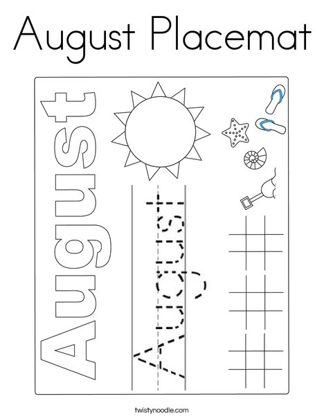 August Placemat Coloring Page