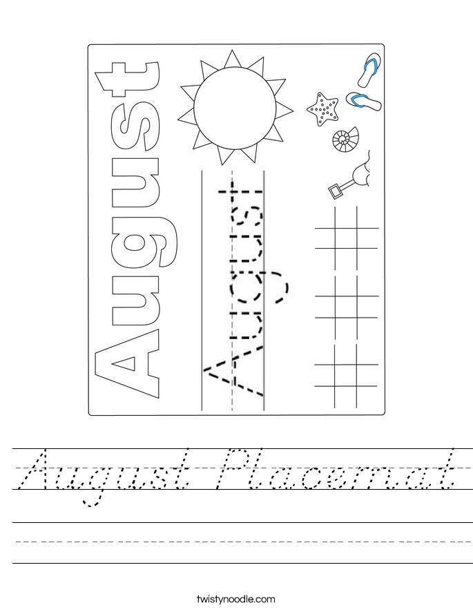 August Placemat Worksheet