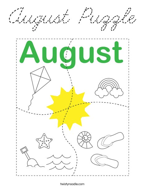 August Puzzle Coloring Page