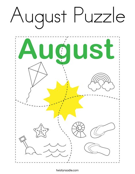 August Puzzle Coloring Page