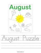 August Puzzle Handwriting Sheet