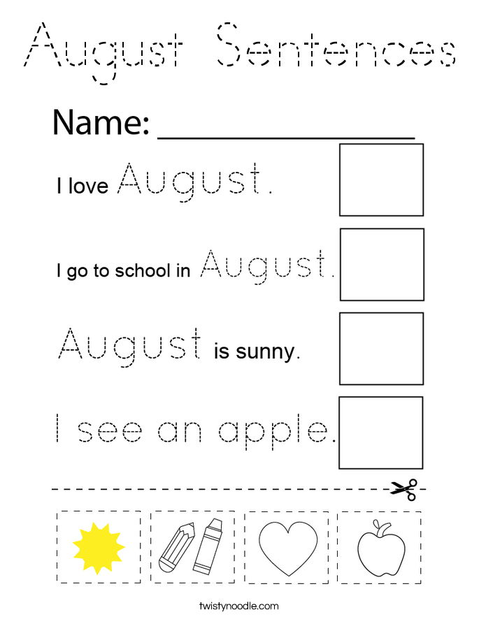 August Sentences Coloring Page