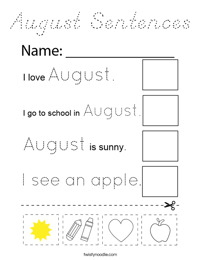 August Sentences Coloring Page