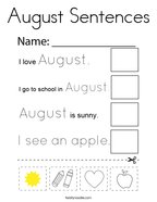August Sentences Coloring Page