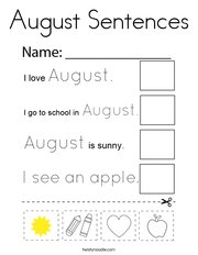 August Sentences Coloring Page