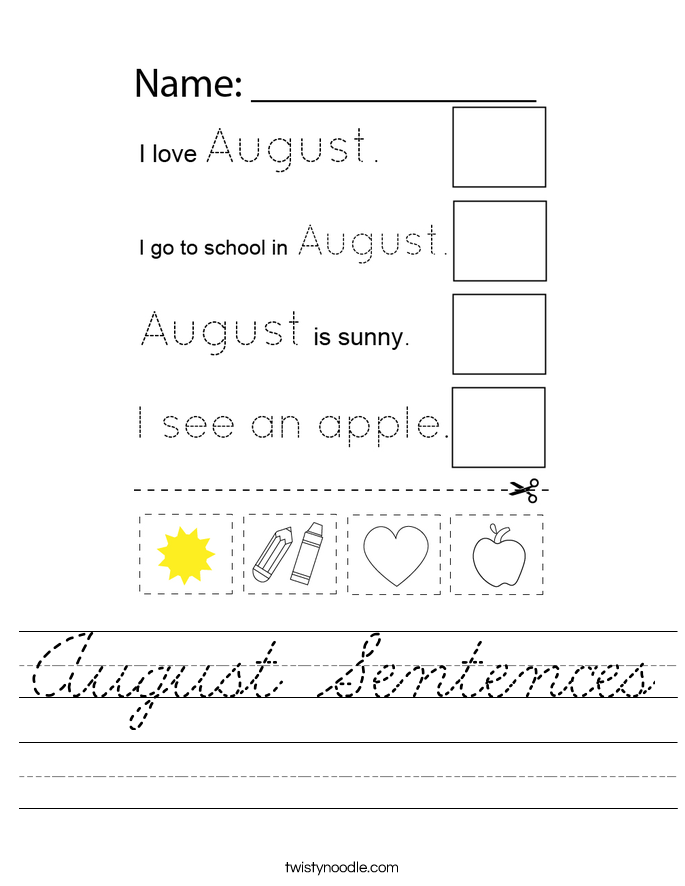 August Sentences Worksheet