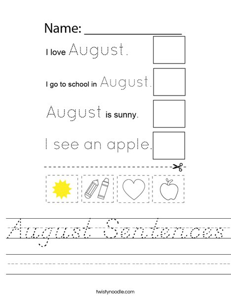 August Sentences Worksheet