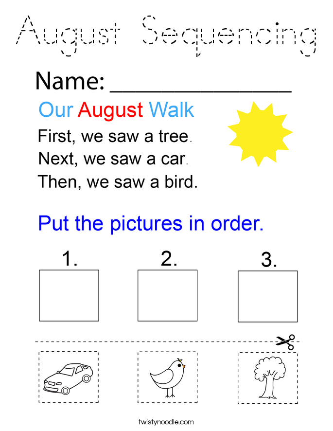 August Sequencing Coloring Page