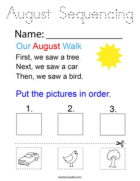 August Sequencing Coloring Page