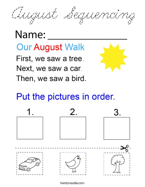 August Sequencing Coloring Page