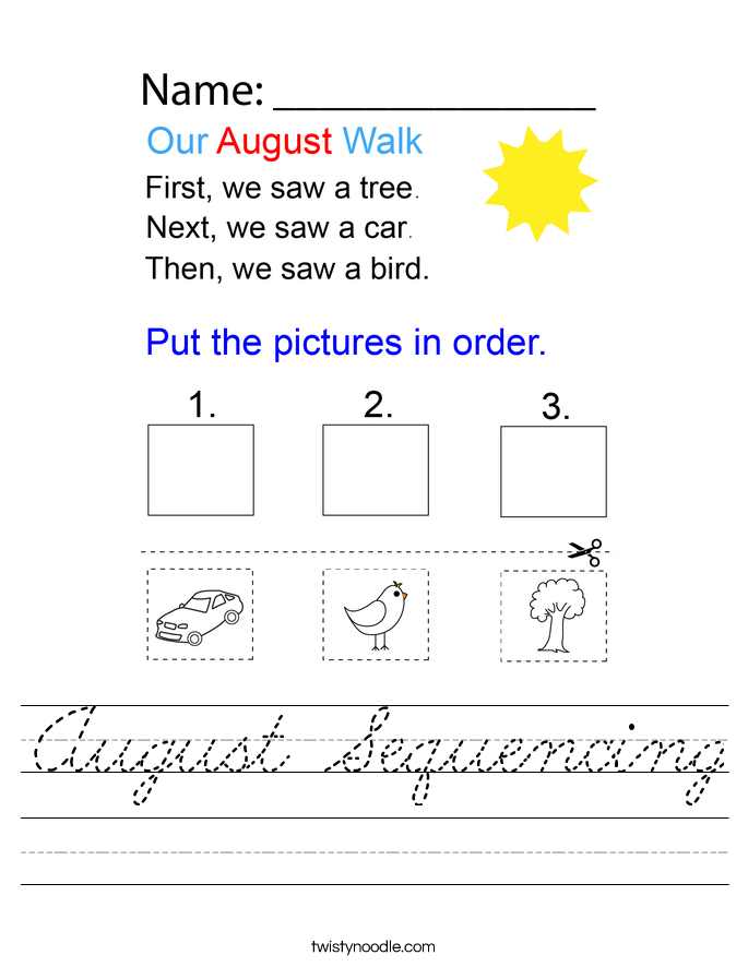 August Sequencing Worksheet