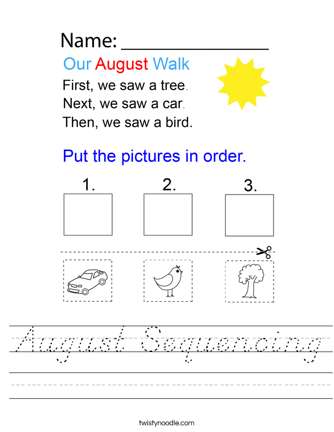 August Sequencing Worksheet