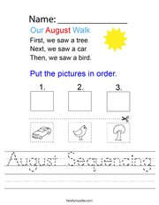 August Sequencing Handwriting Sheet