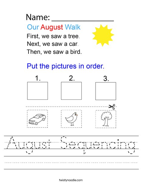 August Sequencing Worksheet