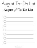 August To-Do List Coloring Page