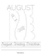 August Tracing Practice Handwriting Sheet