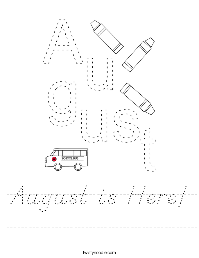 August is Here! Worksheet