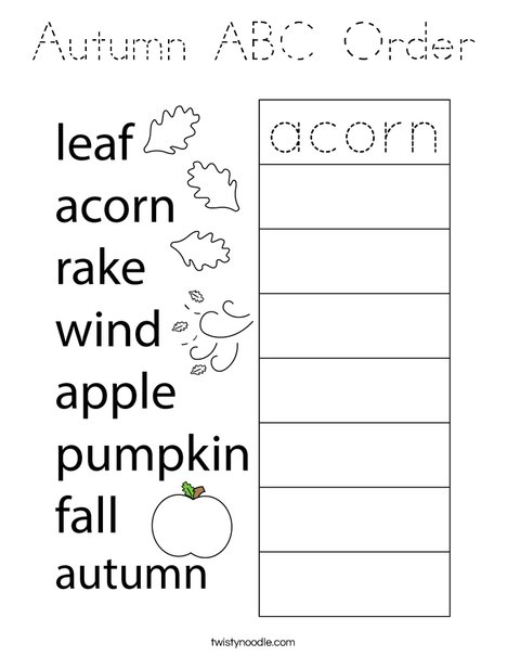 Autumn ABC Order Coloring Page