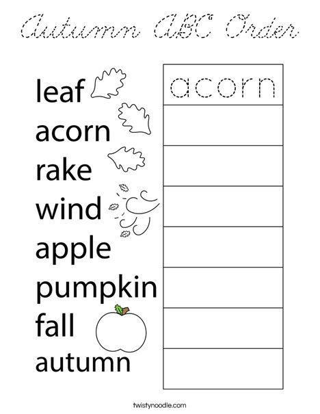 Autumn ABC Order Coloring Page