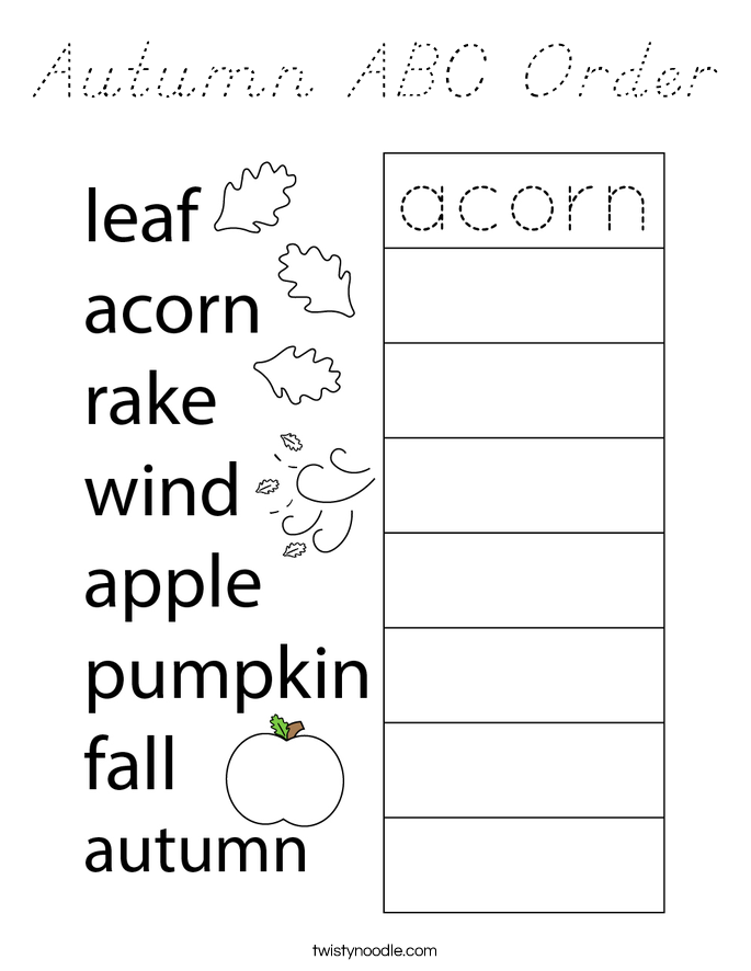 Autumn ABC Order Coloring Page