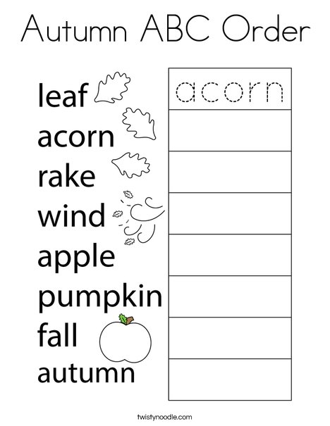 Autumn ABC Order Coloring Page