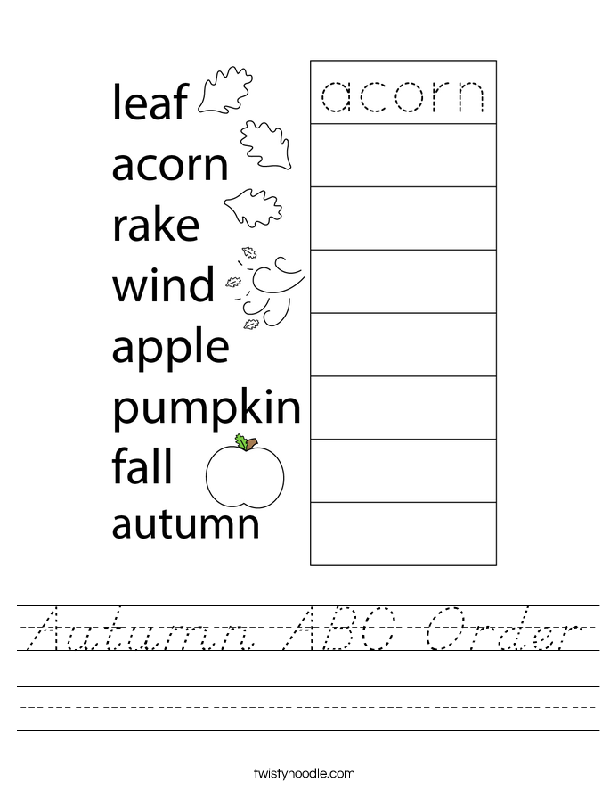 Autumn ABC Order Worksheet