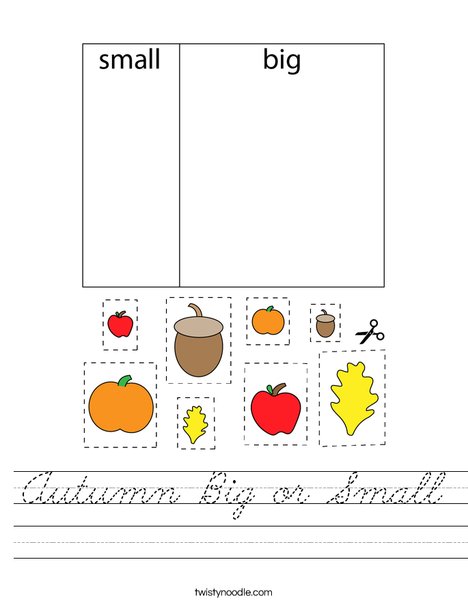 Autumn Big or Small Worksheet