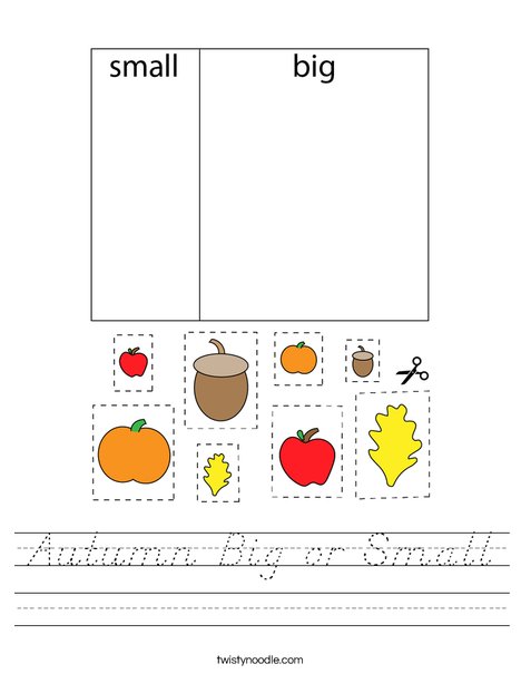 Autumn Big or Small Worksheet