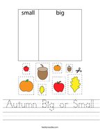 Autumn Big or Small Handwriting Sheet