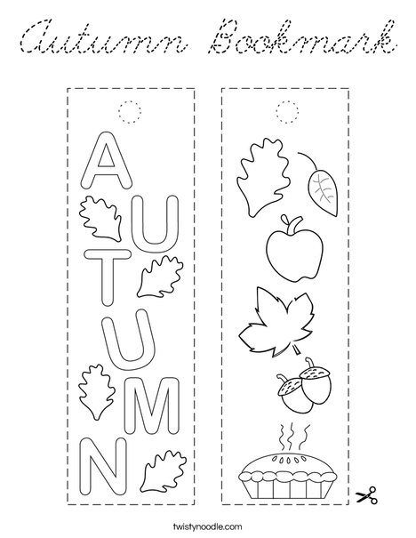 Autumn Bookmark Coloring Page