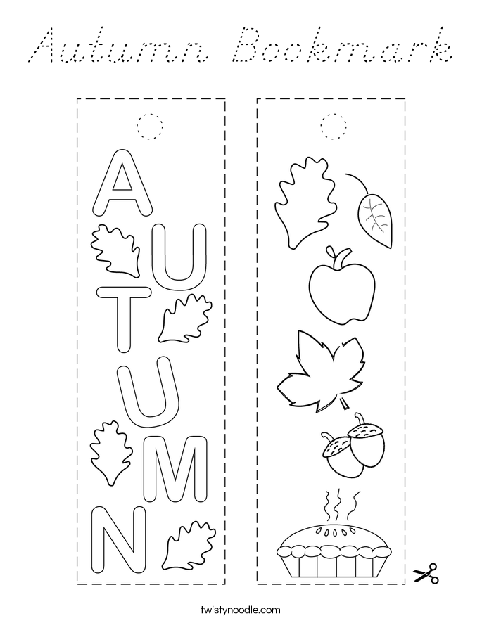 Autumn Bookmark Coloring Page