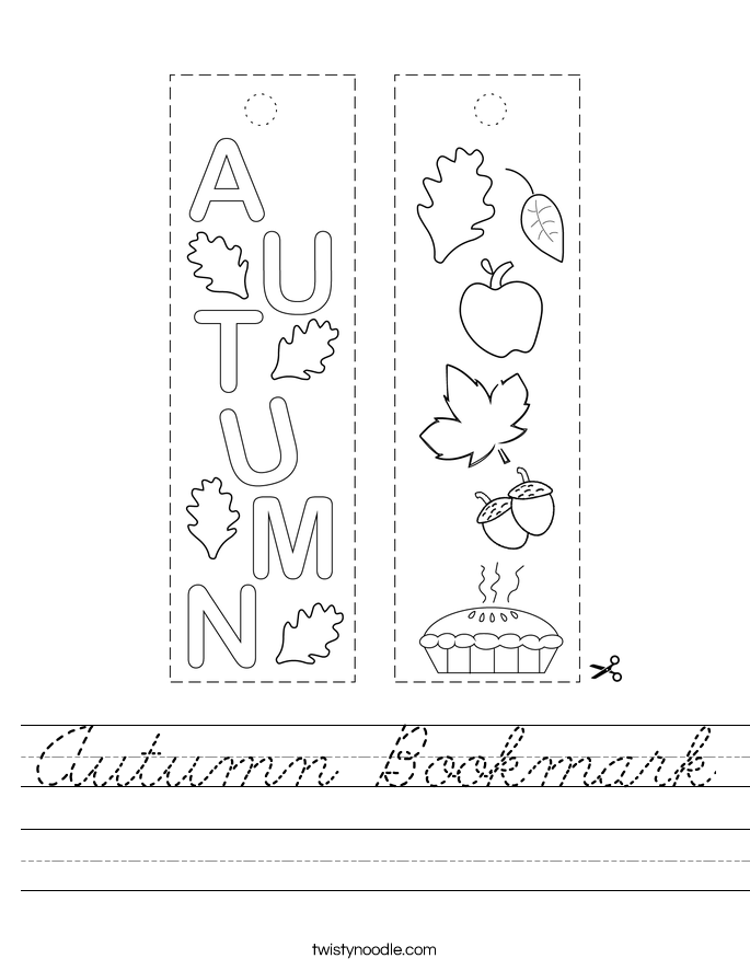 Autumn Bookmark Worksheet