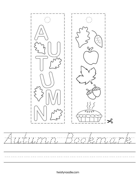 Autumn Bookmark Worksheet