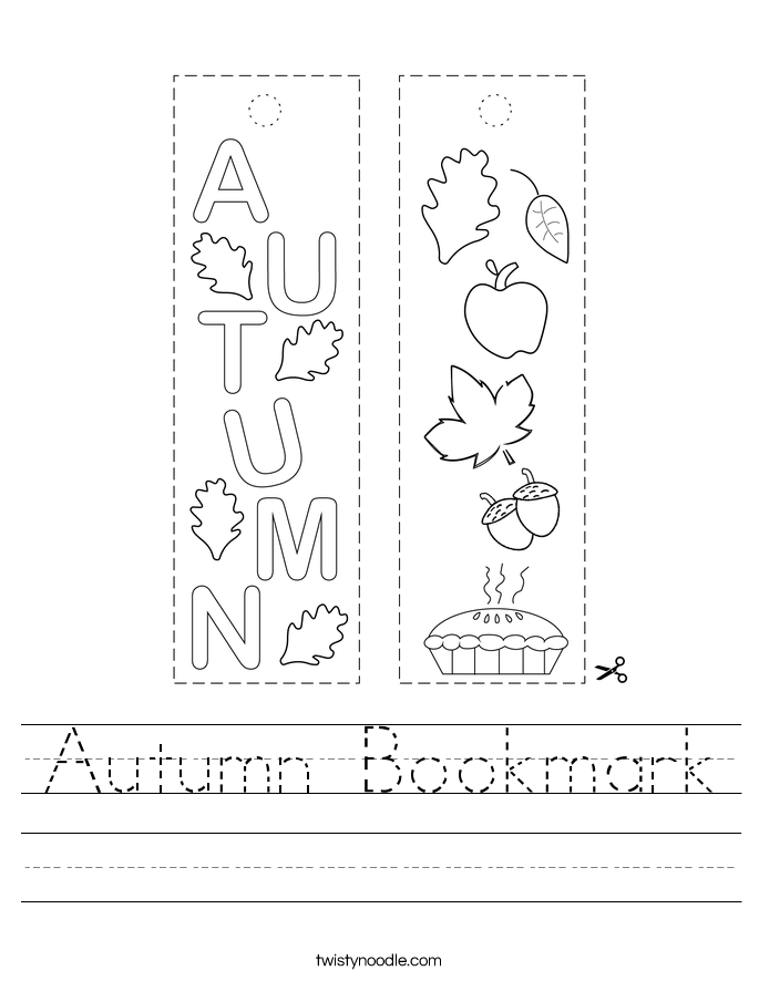 Autumn Bookmark Worksheet