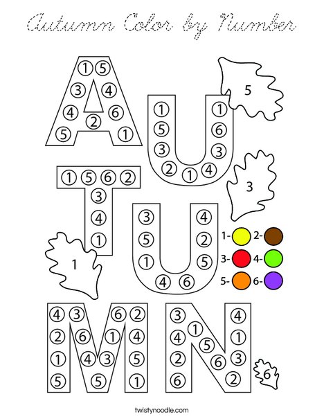 Autumn Color by Number Coloring Page