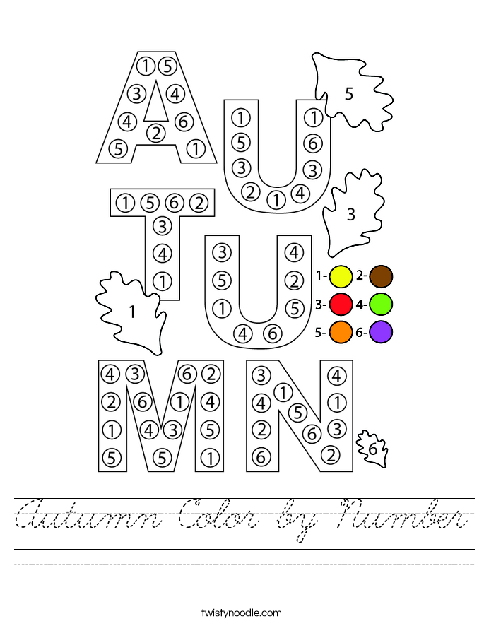 Autumn Color by Number Worksheet