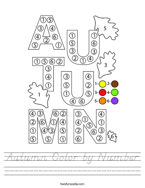 Autumn Color by Number Worksheet