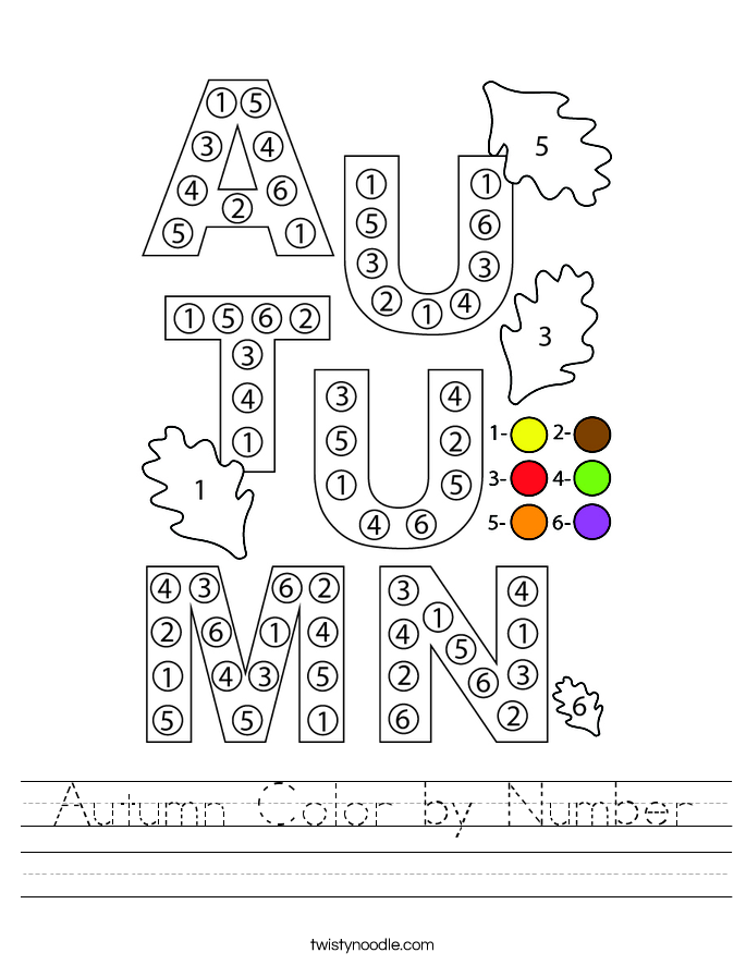 Autumn Color by Number Worksheet